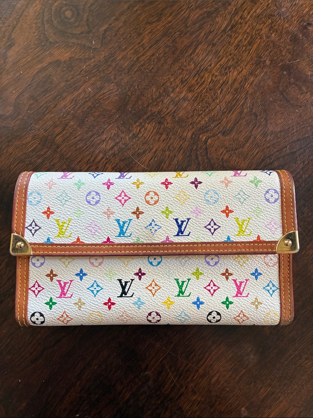 Louis Vuitton White Murakami Multicolor Monogram Canvas Wallet